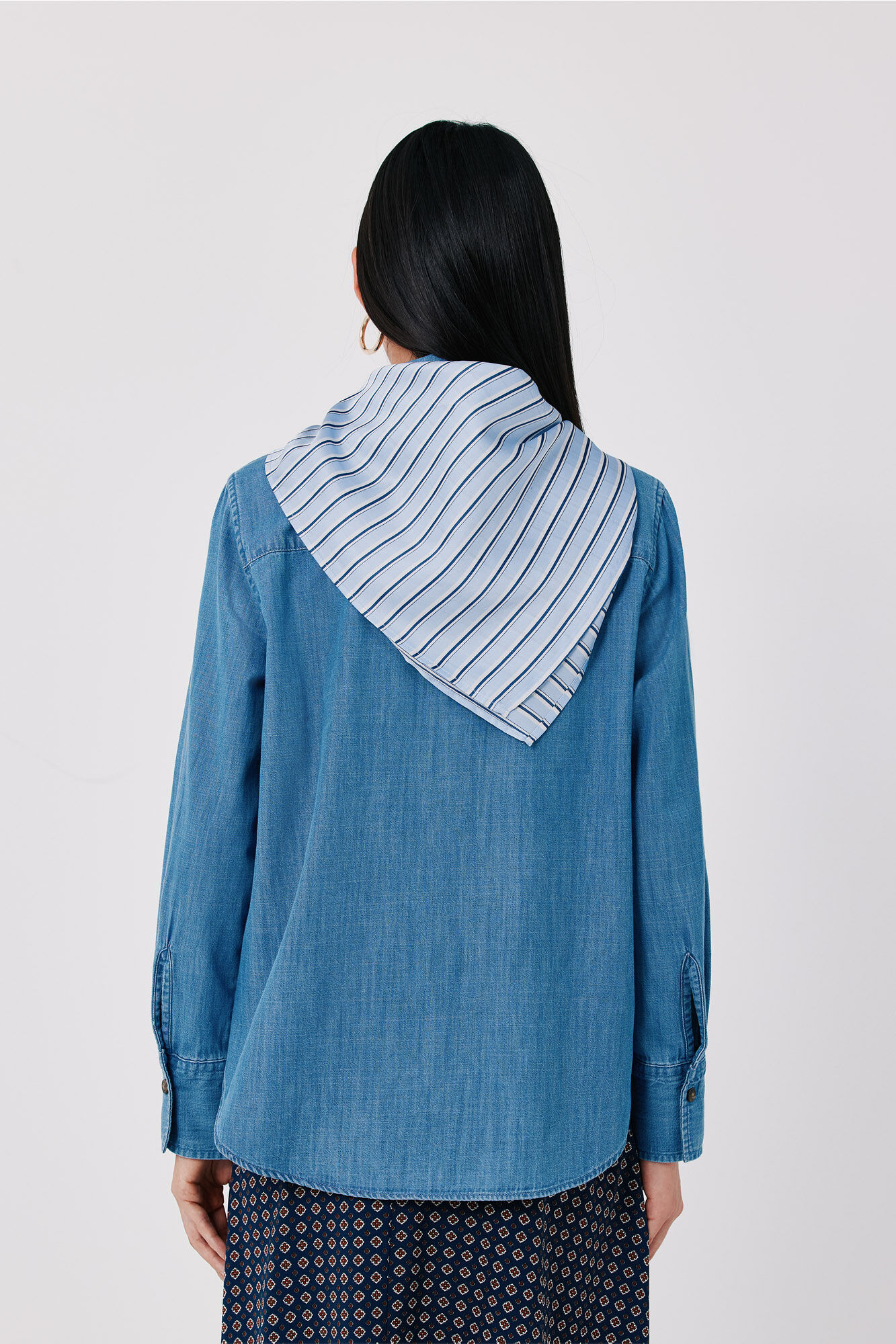 Cortefiel Denim shirt scarf Blue