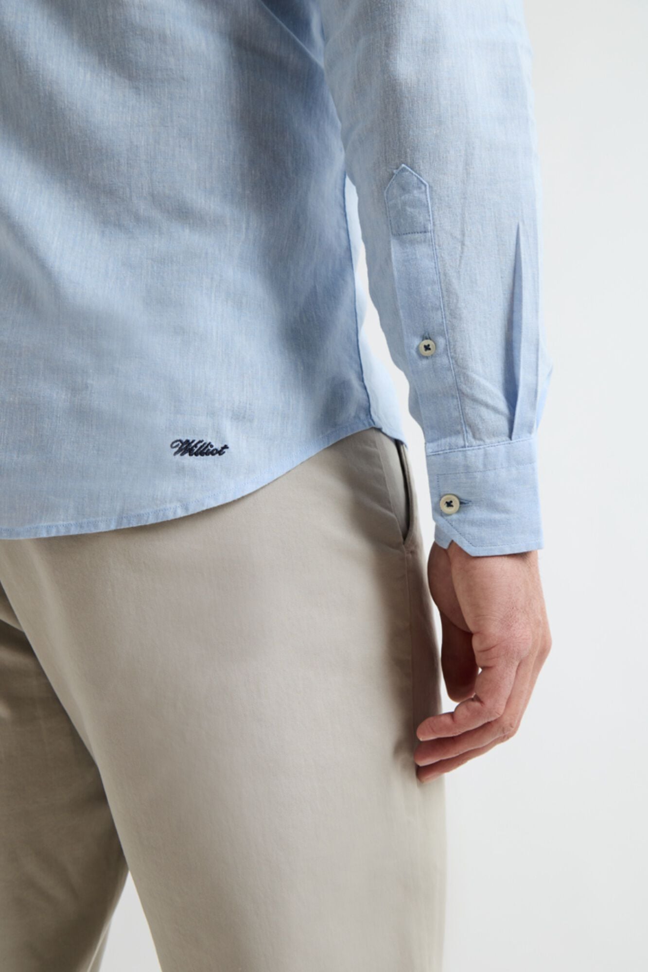 Williot Camisa de linho mil riscas Azul