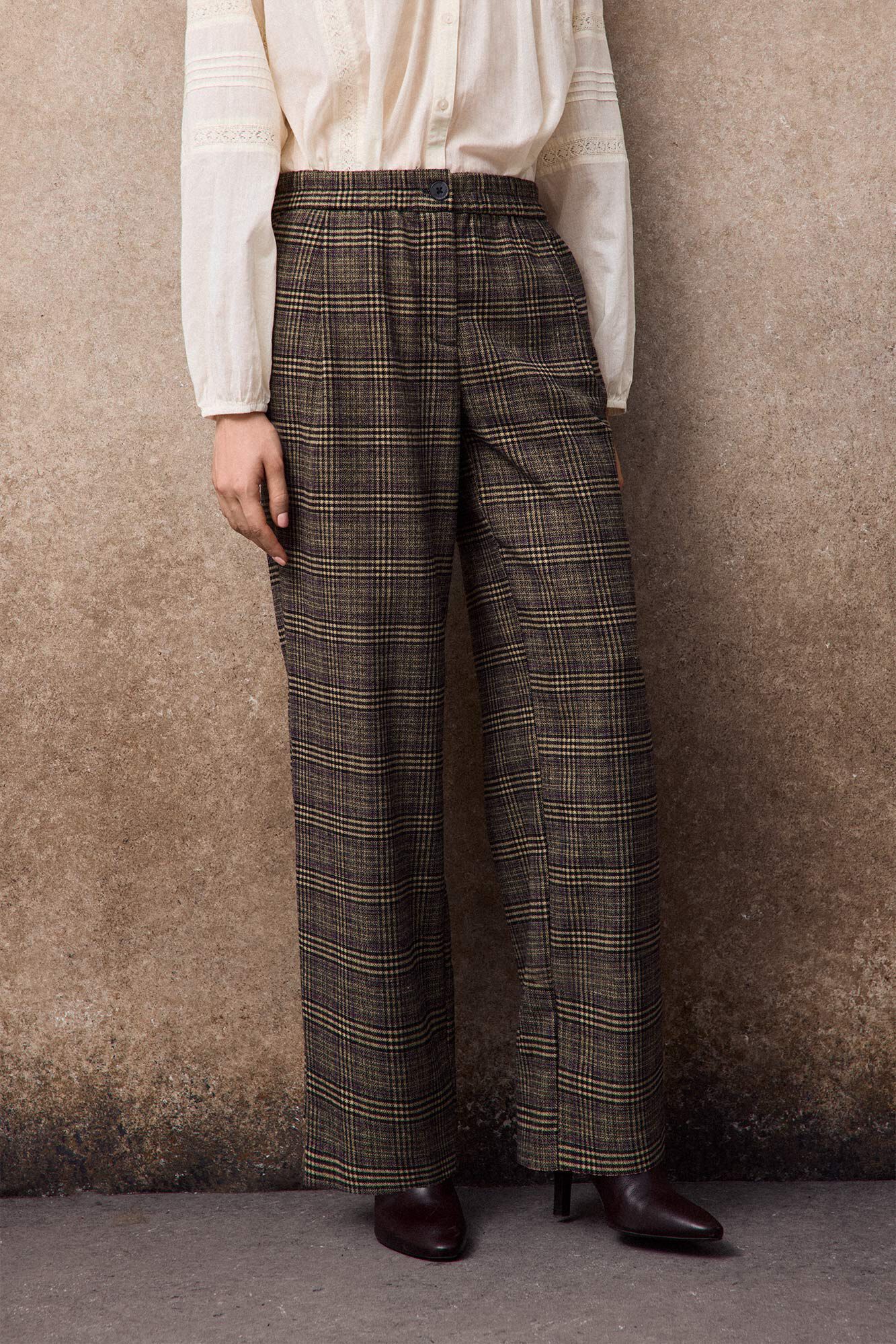 Slowlove Plaid trousers Printed grey