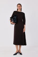 Cortefiel V-shaped dress Dark brown