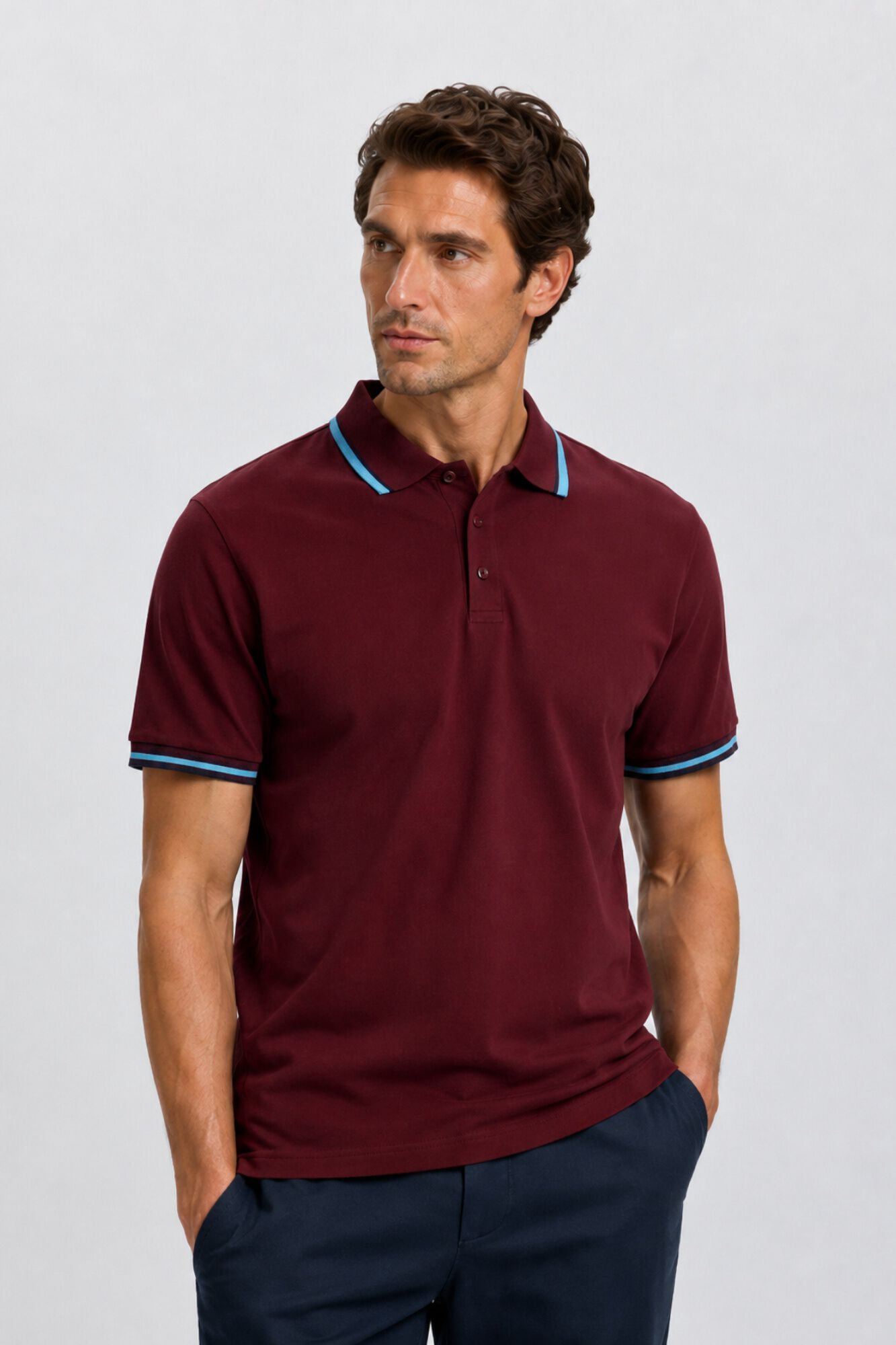 Selected Polo de manga curta em piqu&eacute; Vermelho