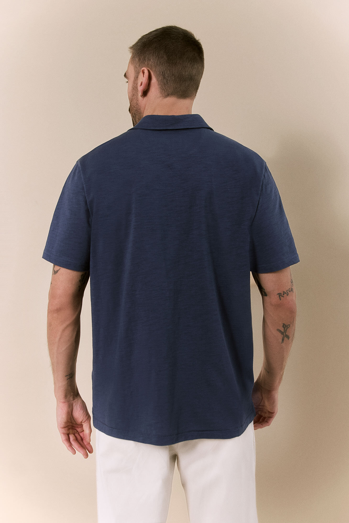 OOTO Embroidered washed polo shirt Blue