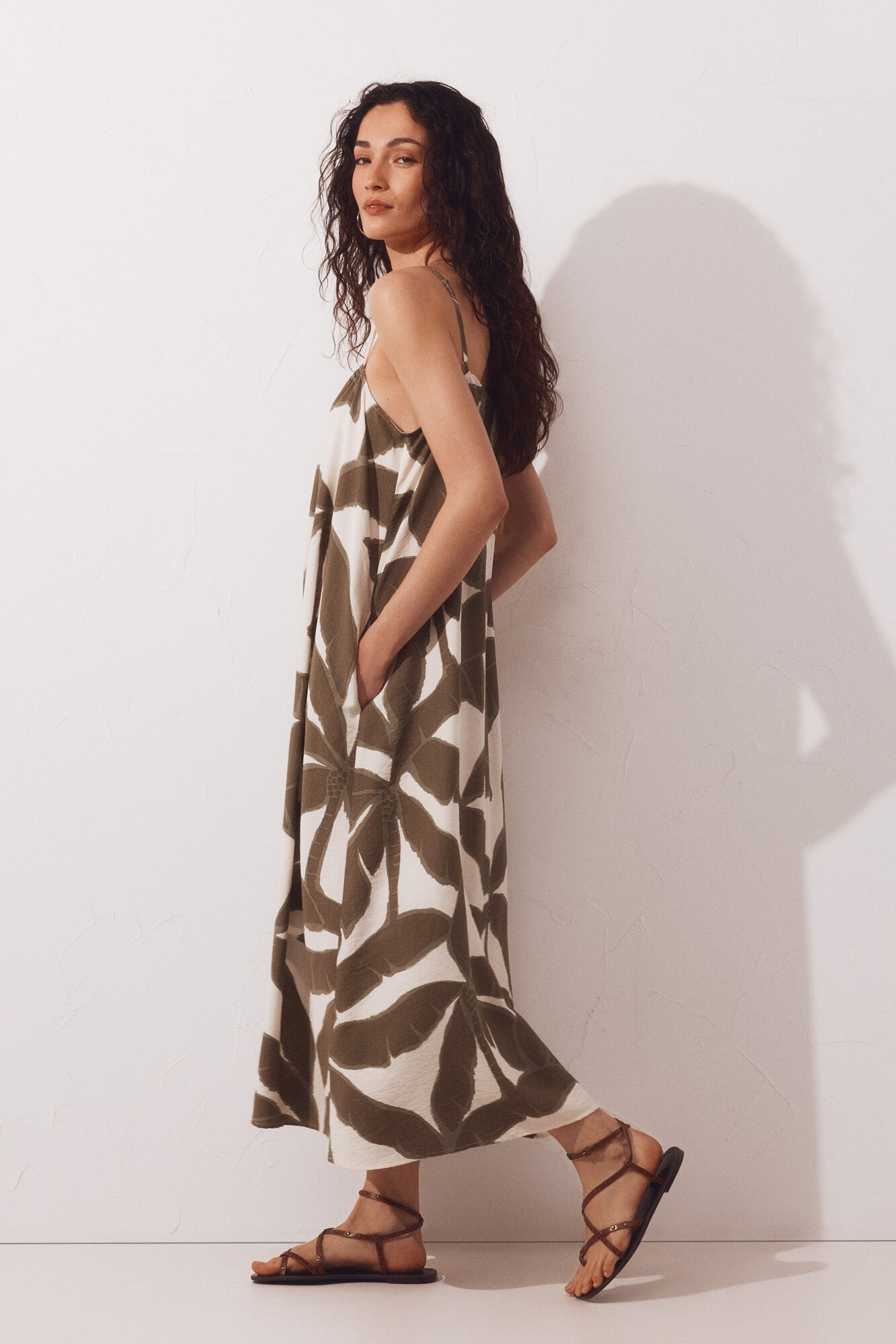 Cortefiel Fluid dress Printed green