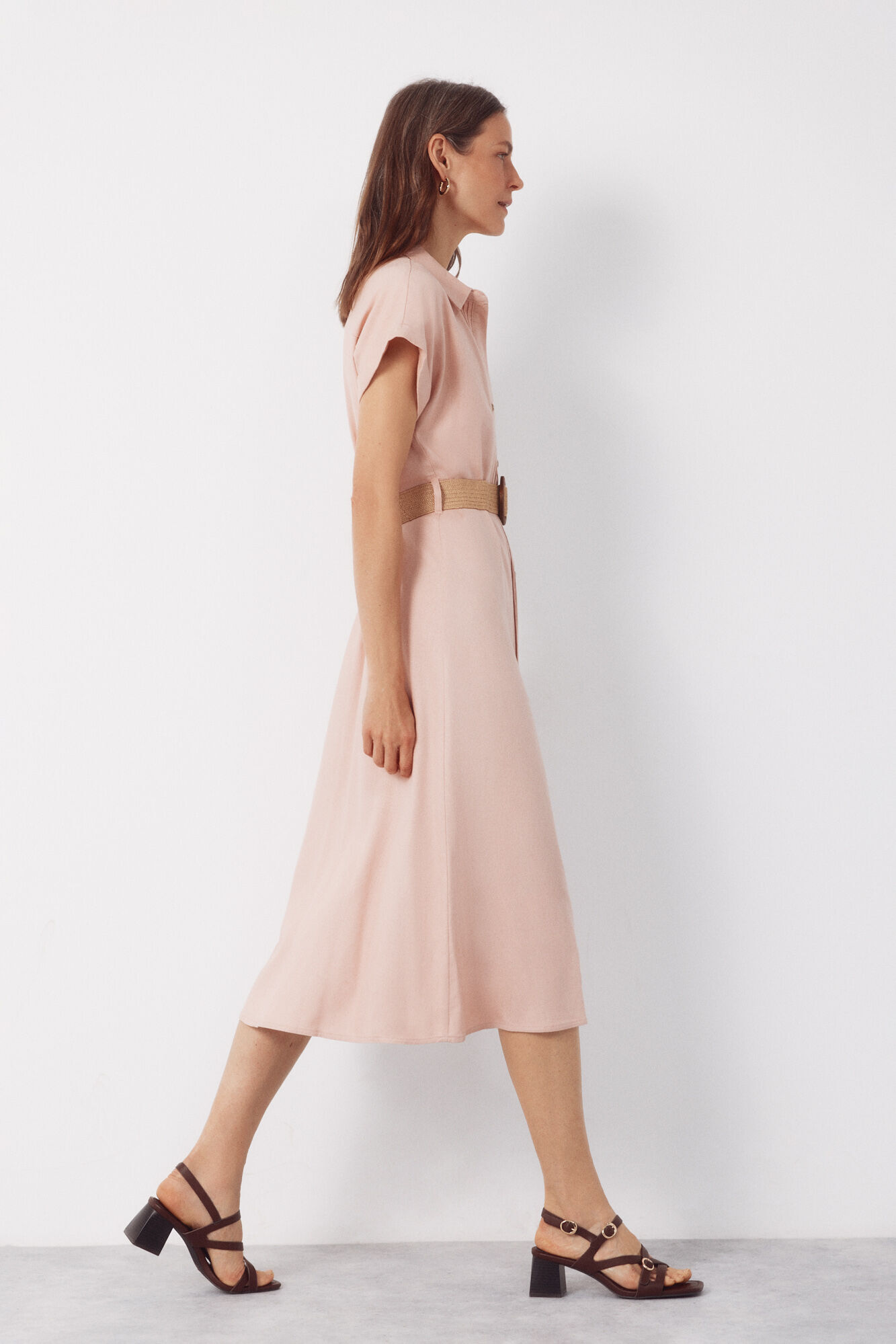 Cortefiel Linen dress Pink