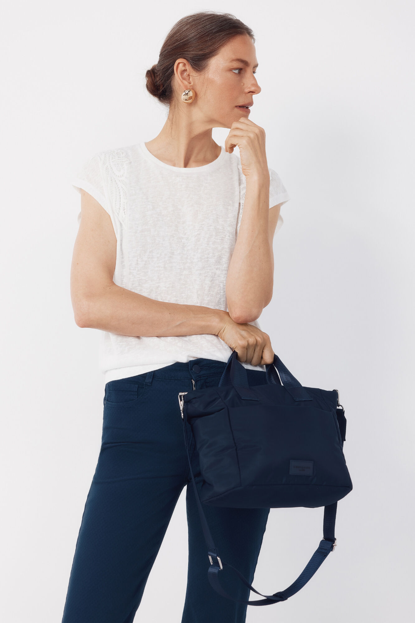 Cortefiel Medium nylon bag Blue