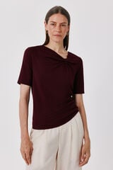 Cortefiel Knot neckline T-shirt Maroon