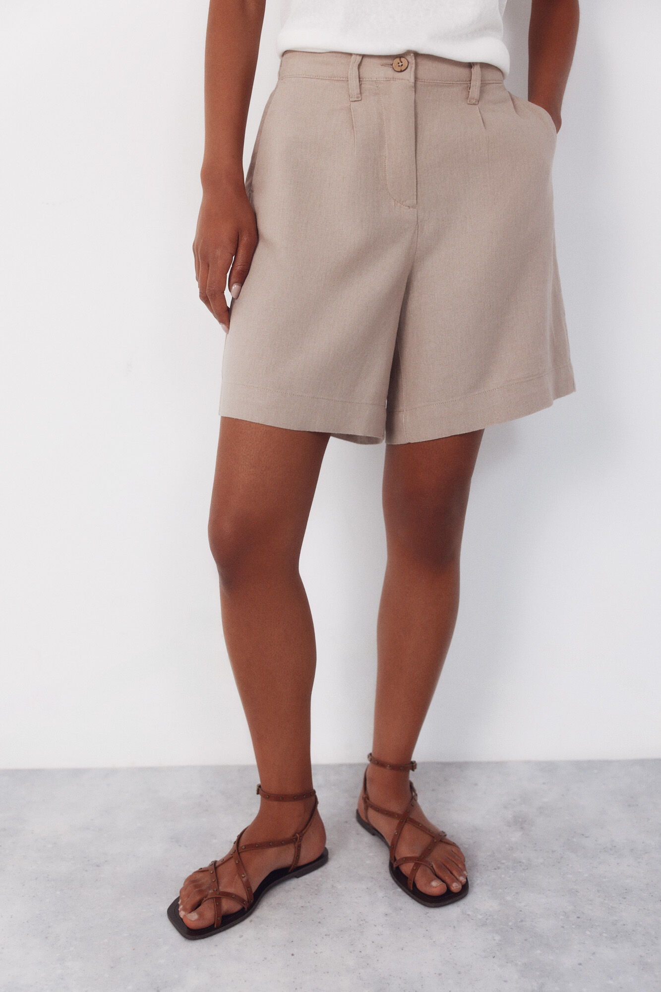 Cortefiel Plain linen bermuda shorts