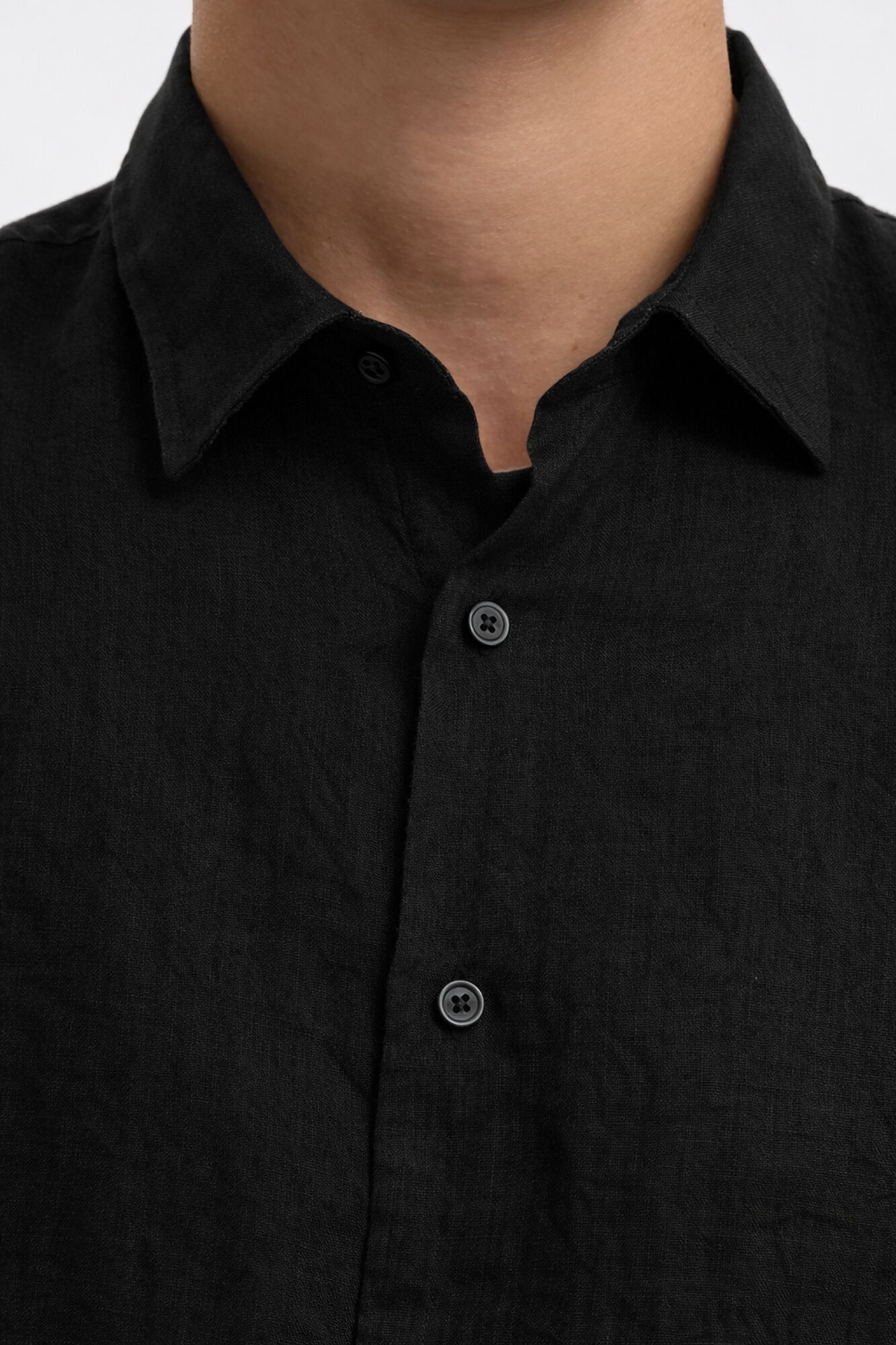 Selected Linen long sleeve shirt Black