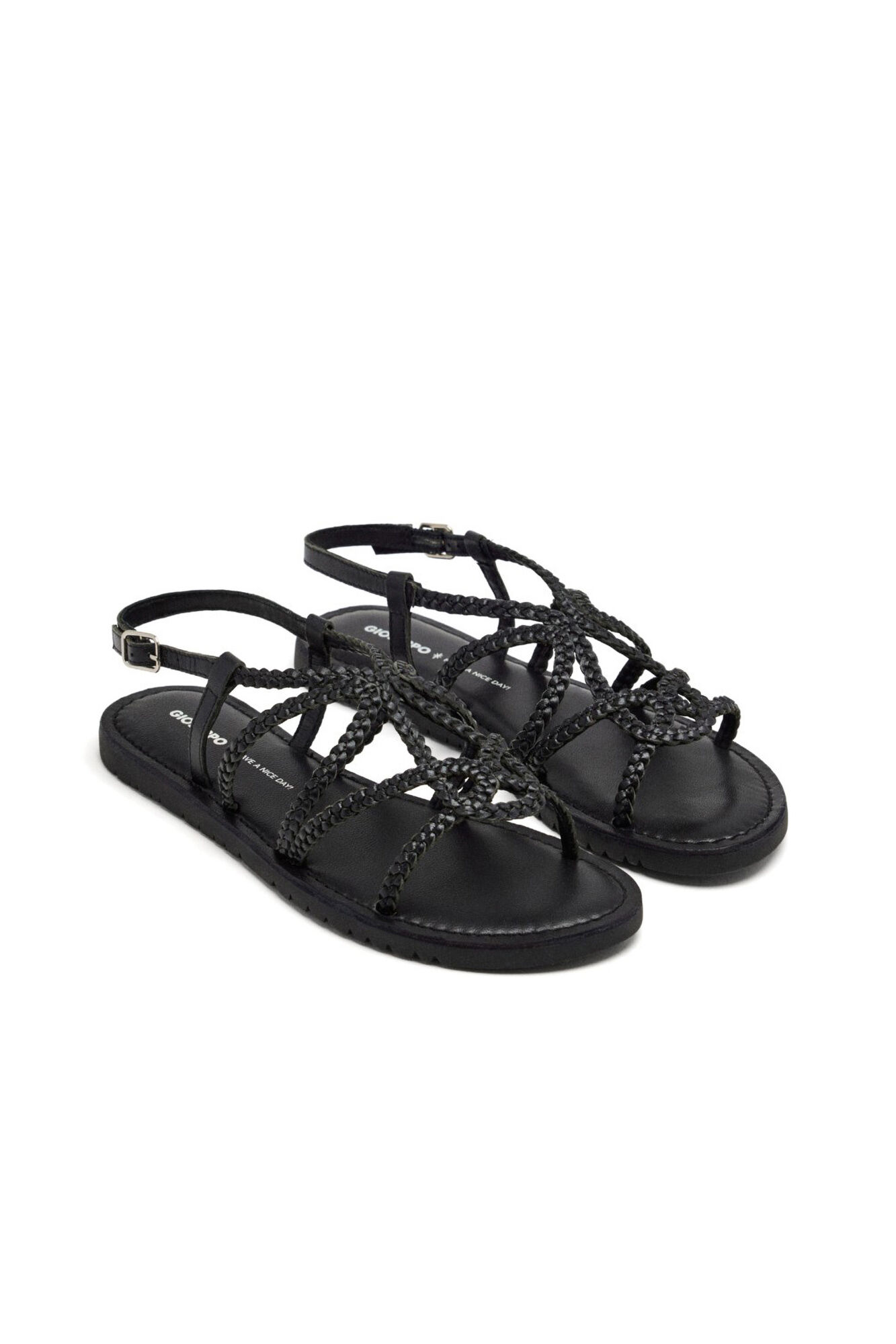 Gioseppo Leather braided sandals orland Black