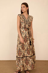 Meisie Vestido comprido estampado paisley Castanho