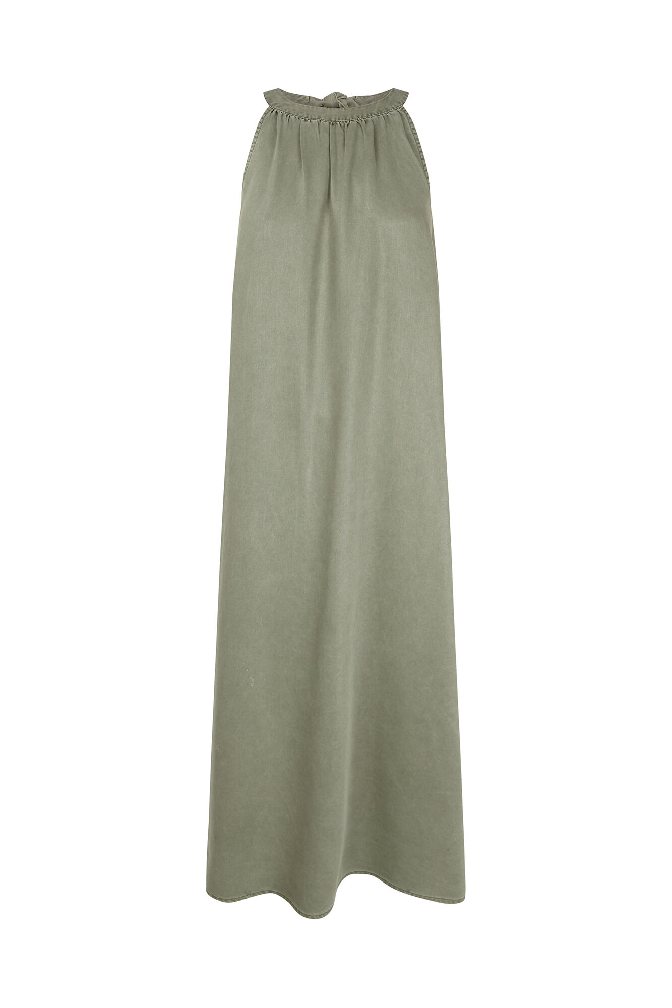 Cortefiel Halterneck denim dress Kaki