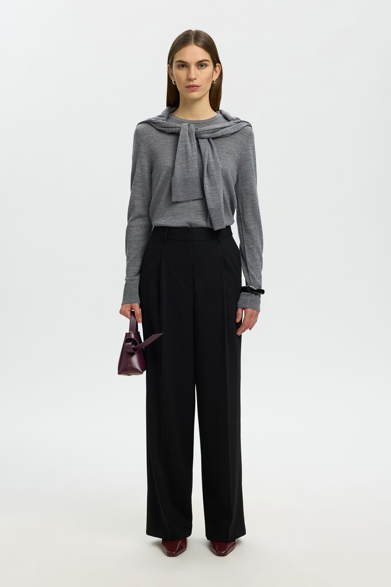 Selected 100% merino wool jumper Grey