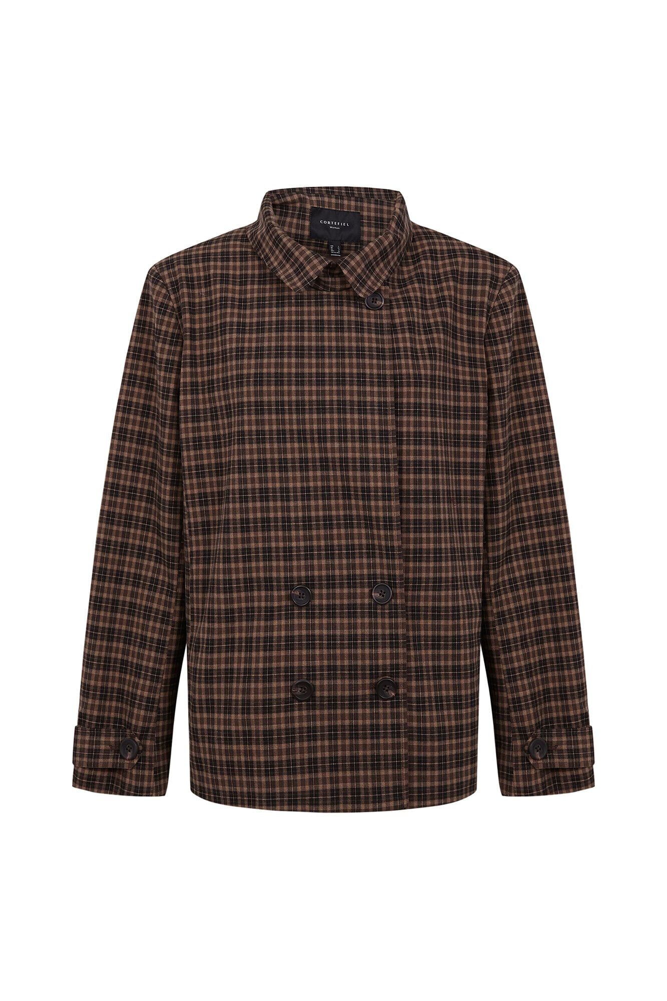 Cortefiel Plaid jacket Printed brown