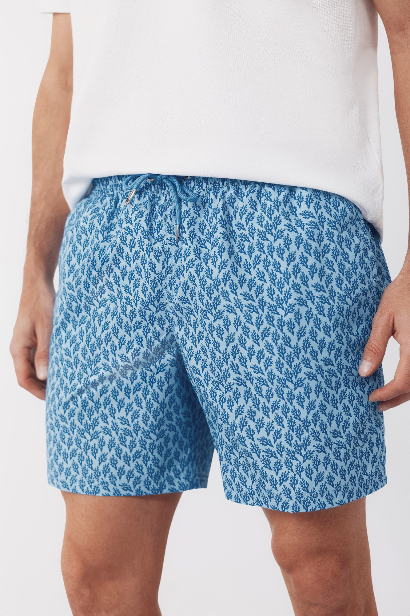 Cortefiel Printed small algae swimwear Blue