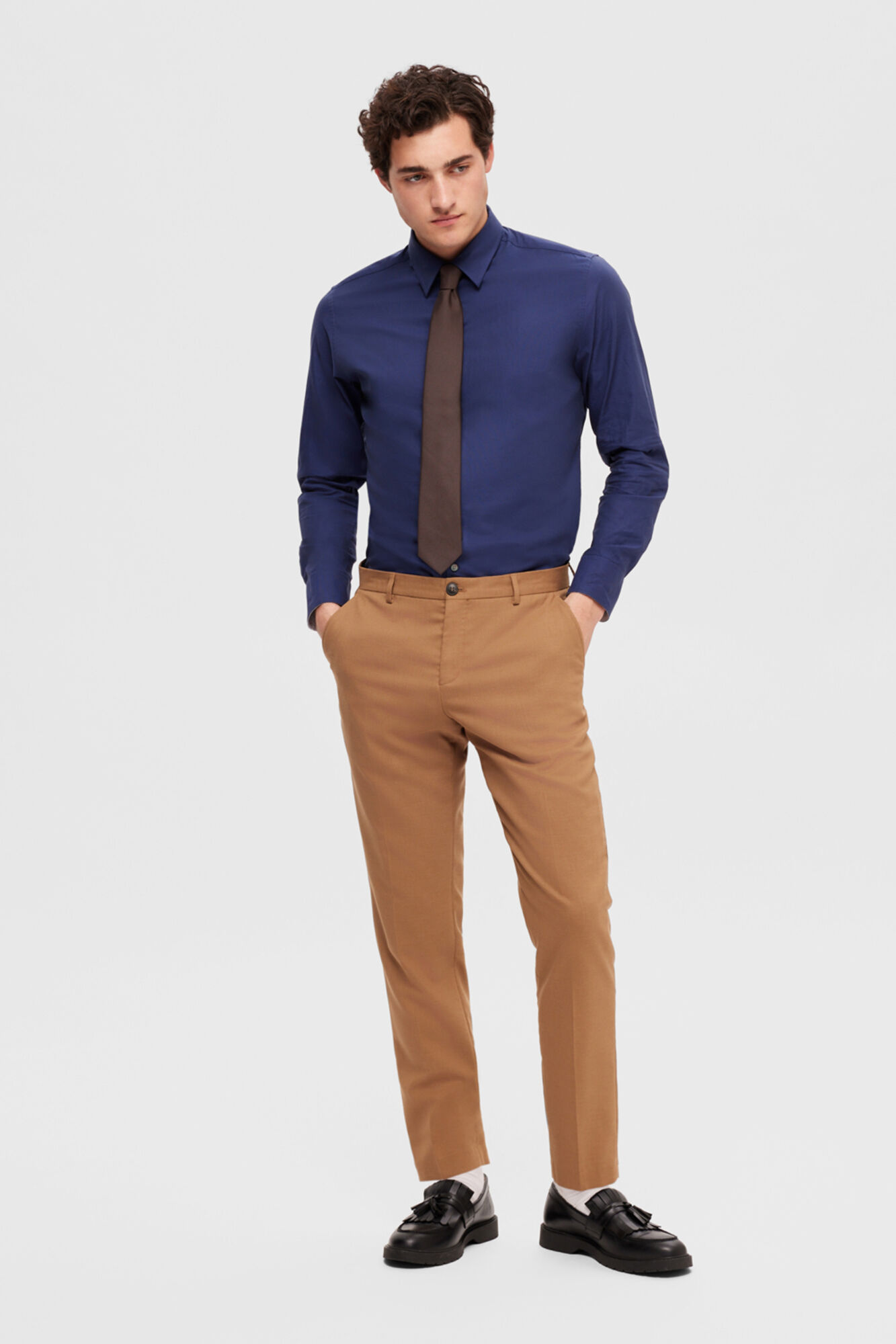 Selected Camisa de algod&atilde;o org&acirc;nico Slim Fit.