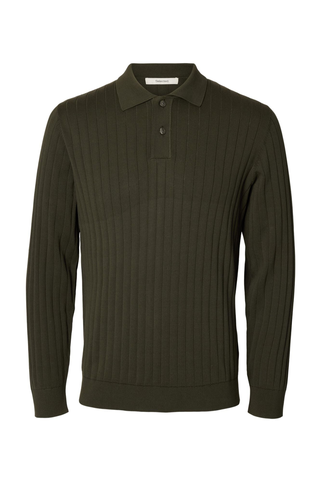 Selected Polo de malha de manga comprida Verde