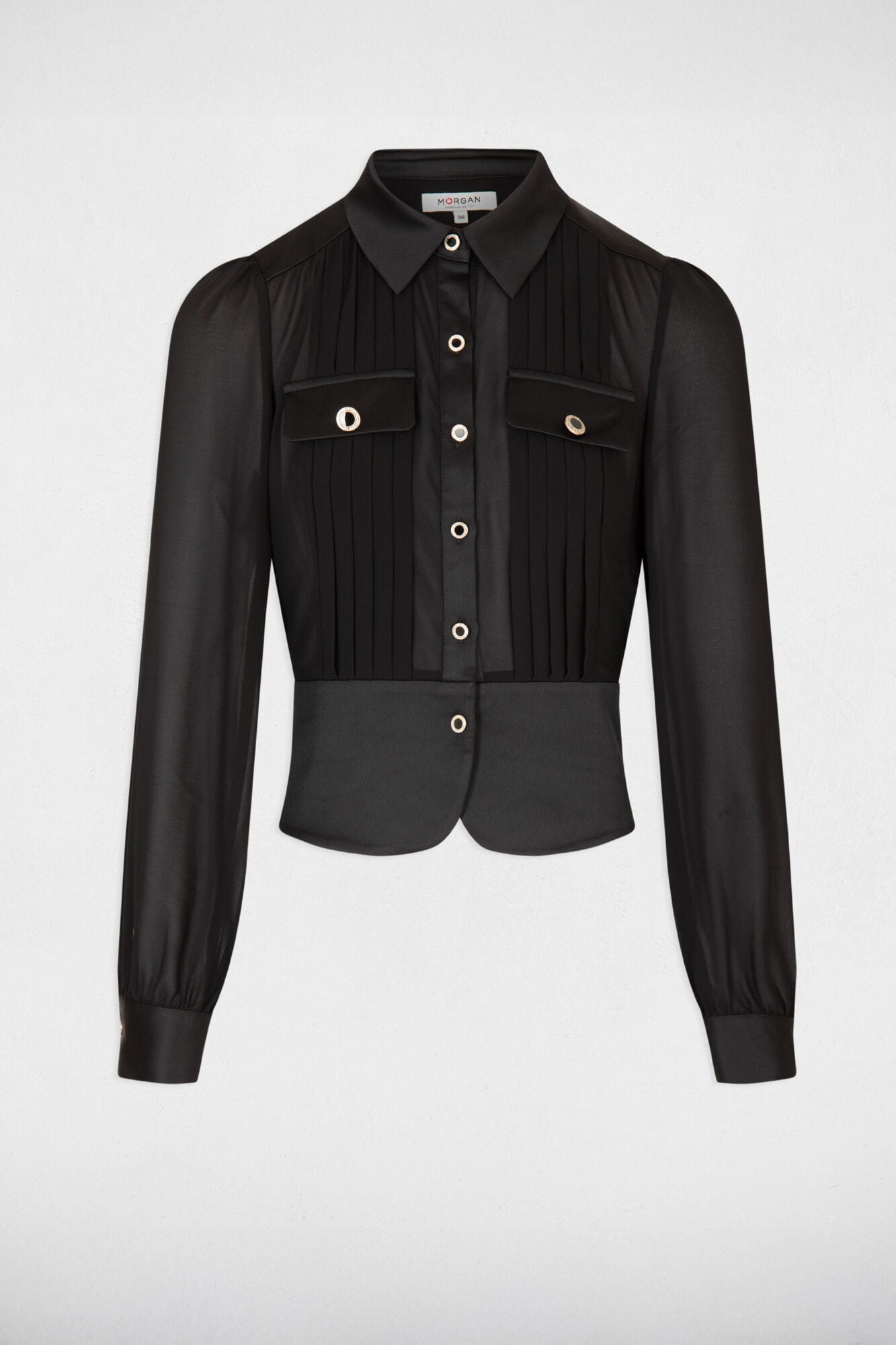 Morgan Camisa de manga comprida com pregas Preto