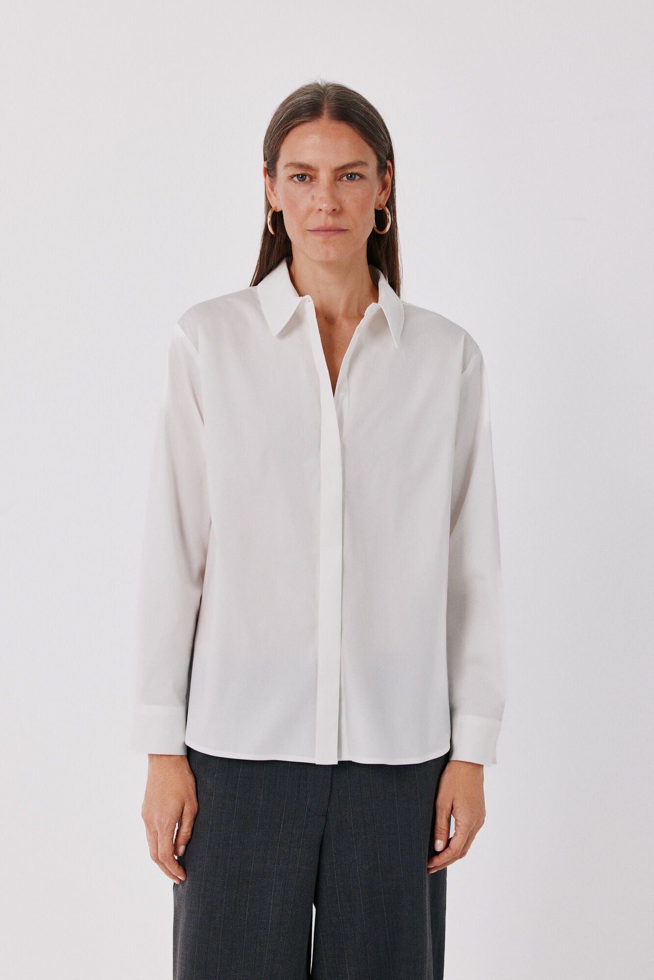 Cortefiel Shirt collar shirt White