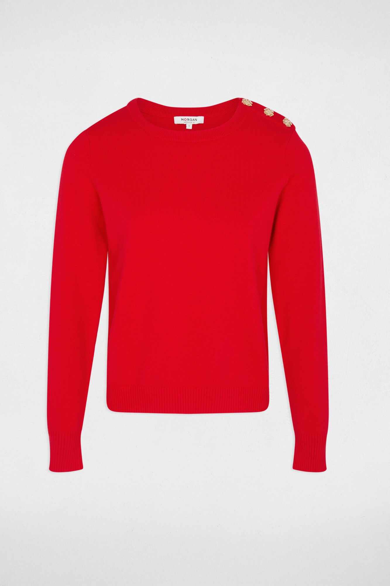 Morgan Camisola gola redonda com bot&otilde;es Vermelho
