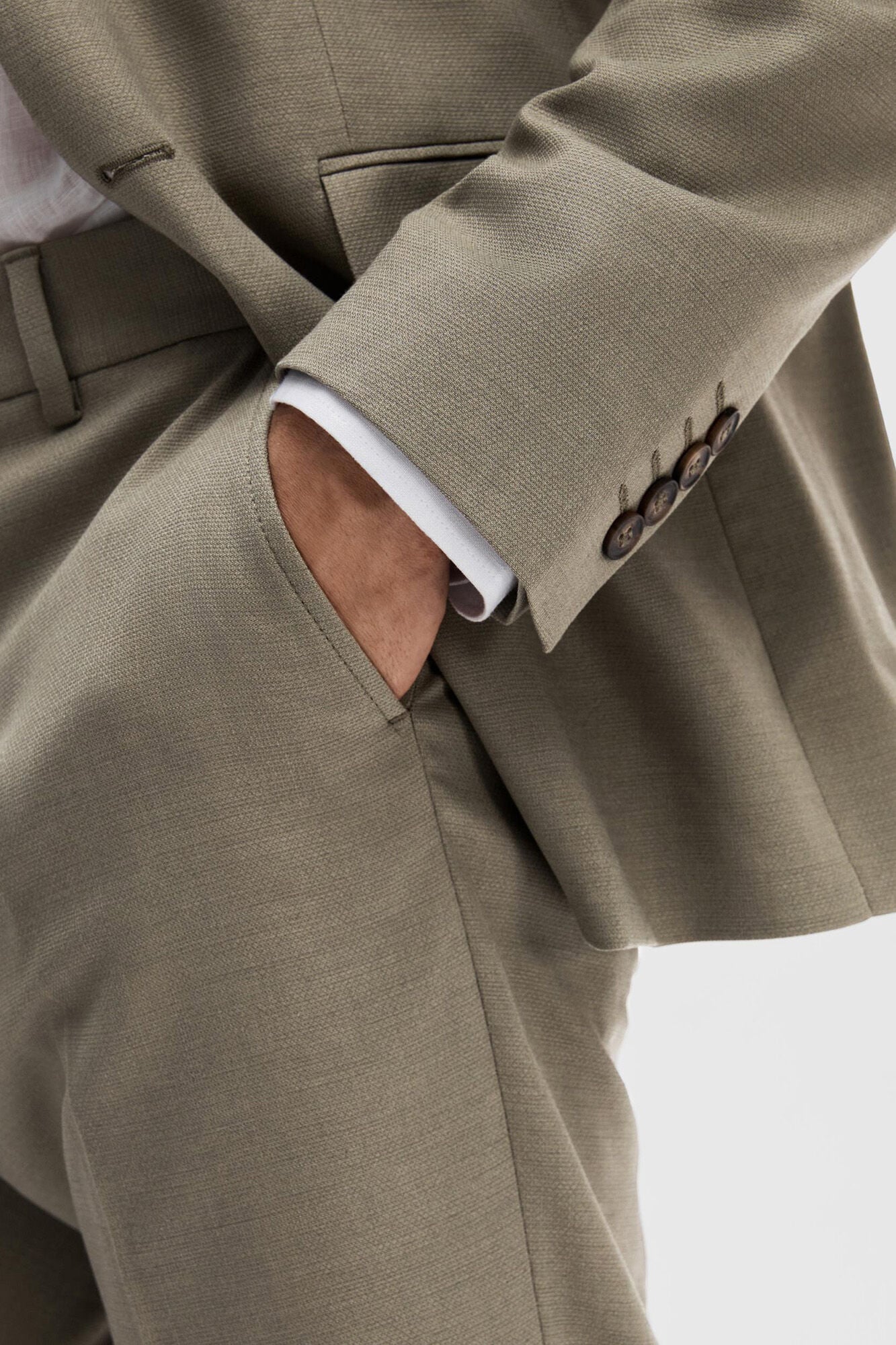 Selected Cal&ccedil;as de fato Slim Fit confecionadas com l&atilde; Cinzento