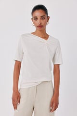 Cortefiel Knot neckline T-shirt White