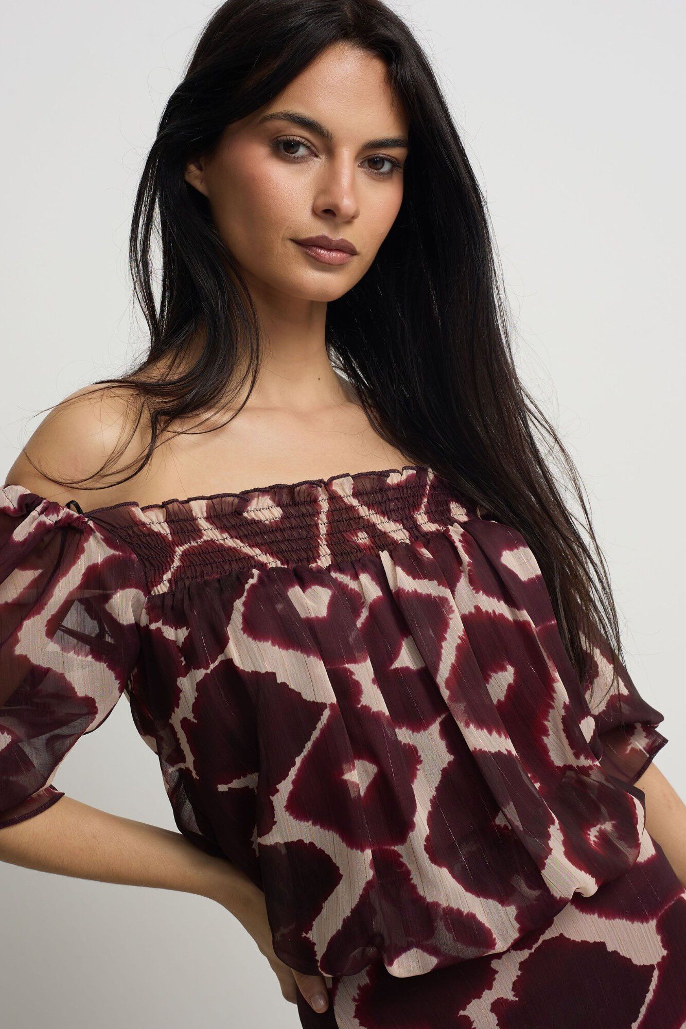 Silbon Blusa franzida estampada