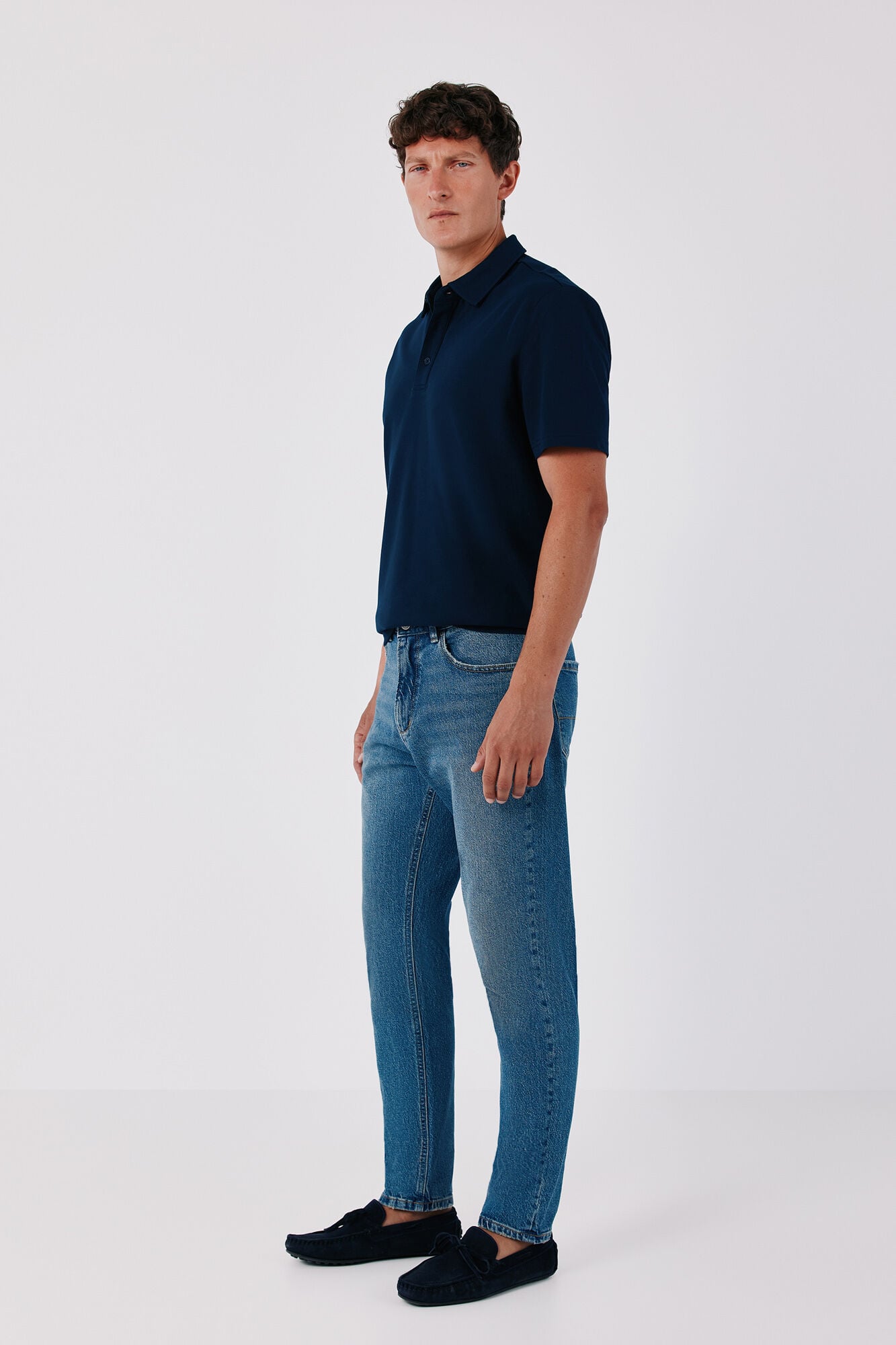 Cortefiel Ottoman structure polo shirt Navy