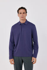 Cortefiel Long sleeve refined polo shirt Purple