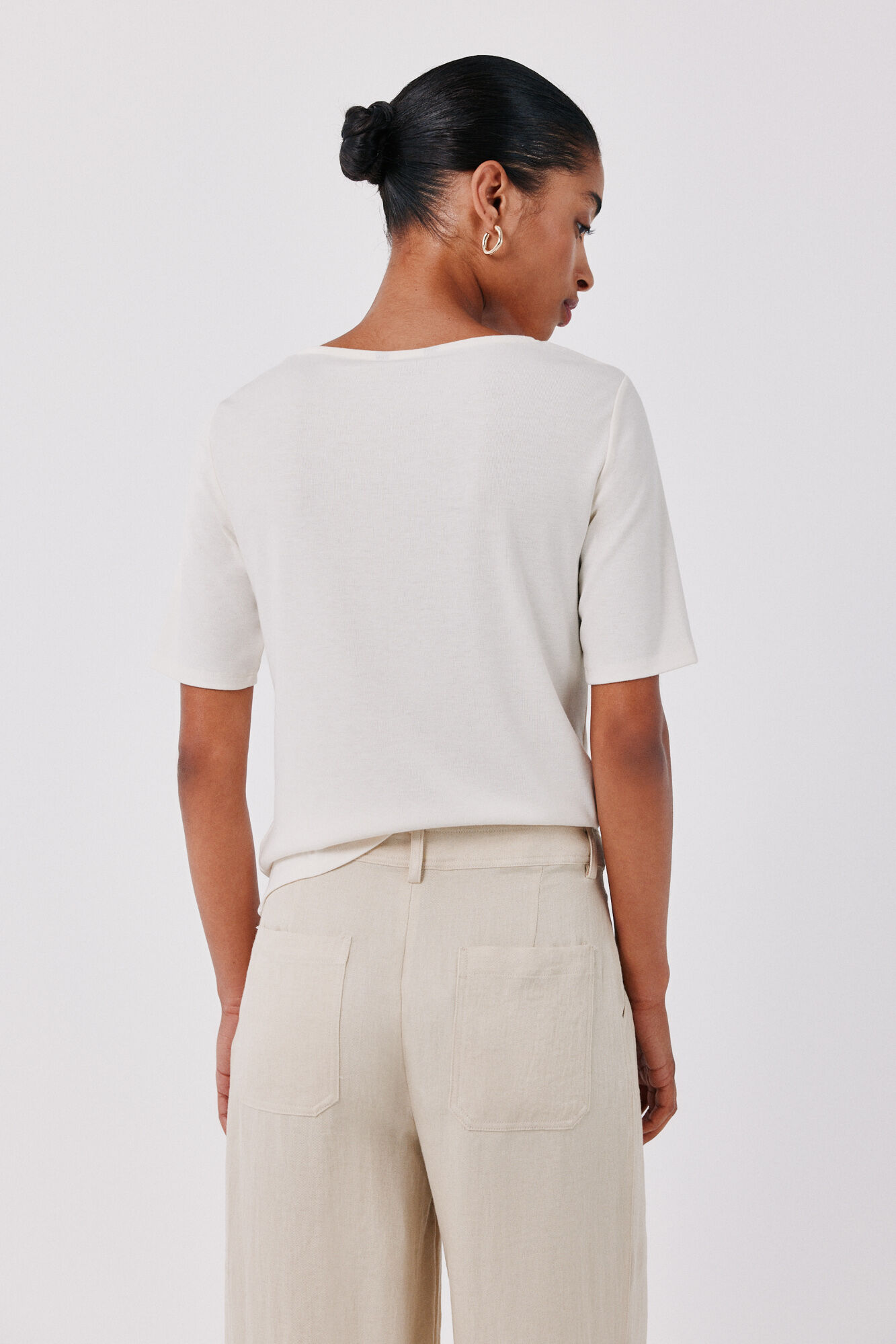 Cortefiel Knot neckline T-shirt White