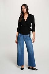 Morgan Camisola cruzada gola em V Preto
