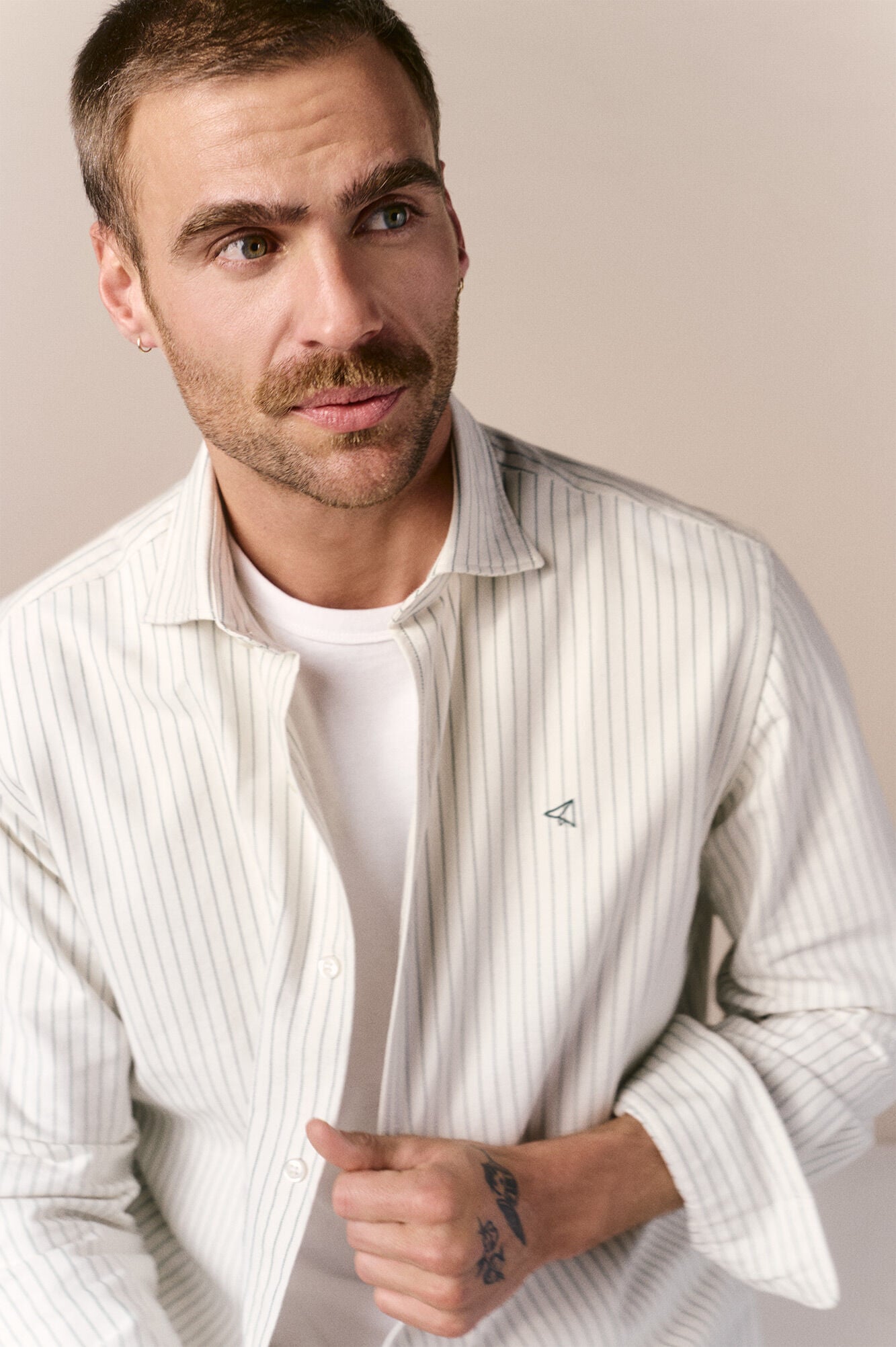 OOTO Oxford striped long sleeve shirt Green