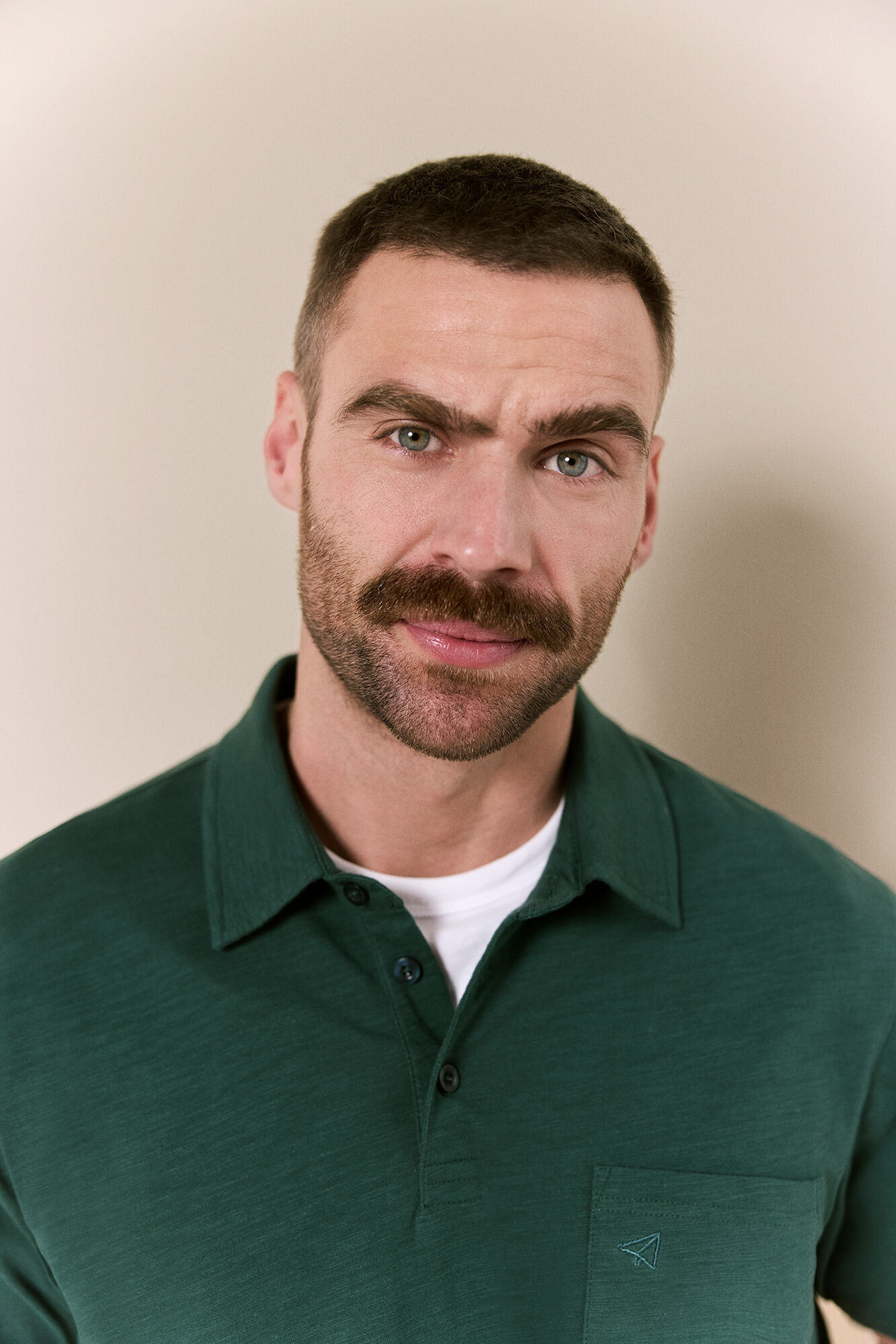 OOTO Embroidered washed polo shirt Green