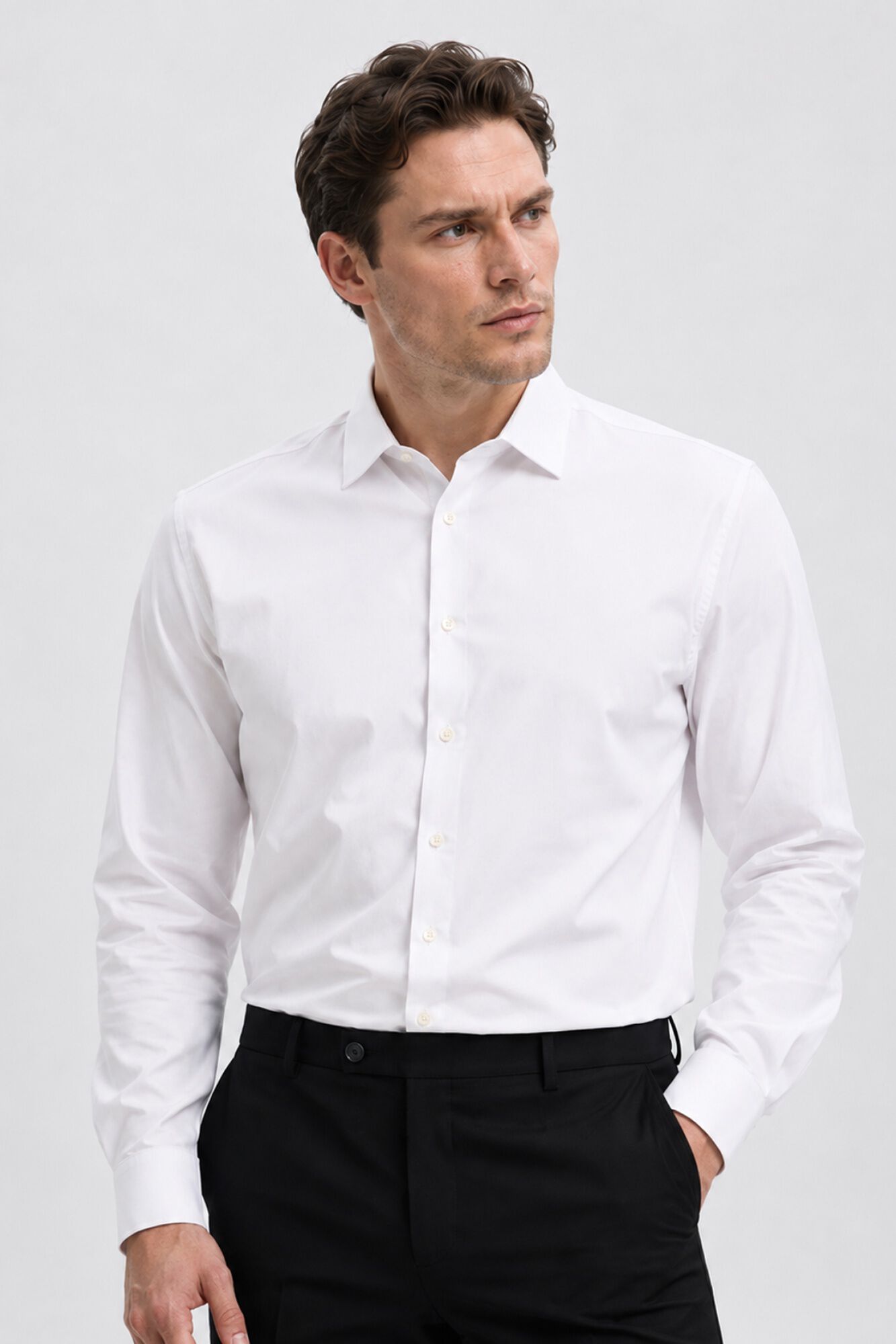 Selected Camisa de vestir slim fit Branco