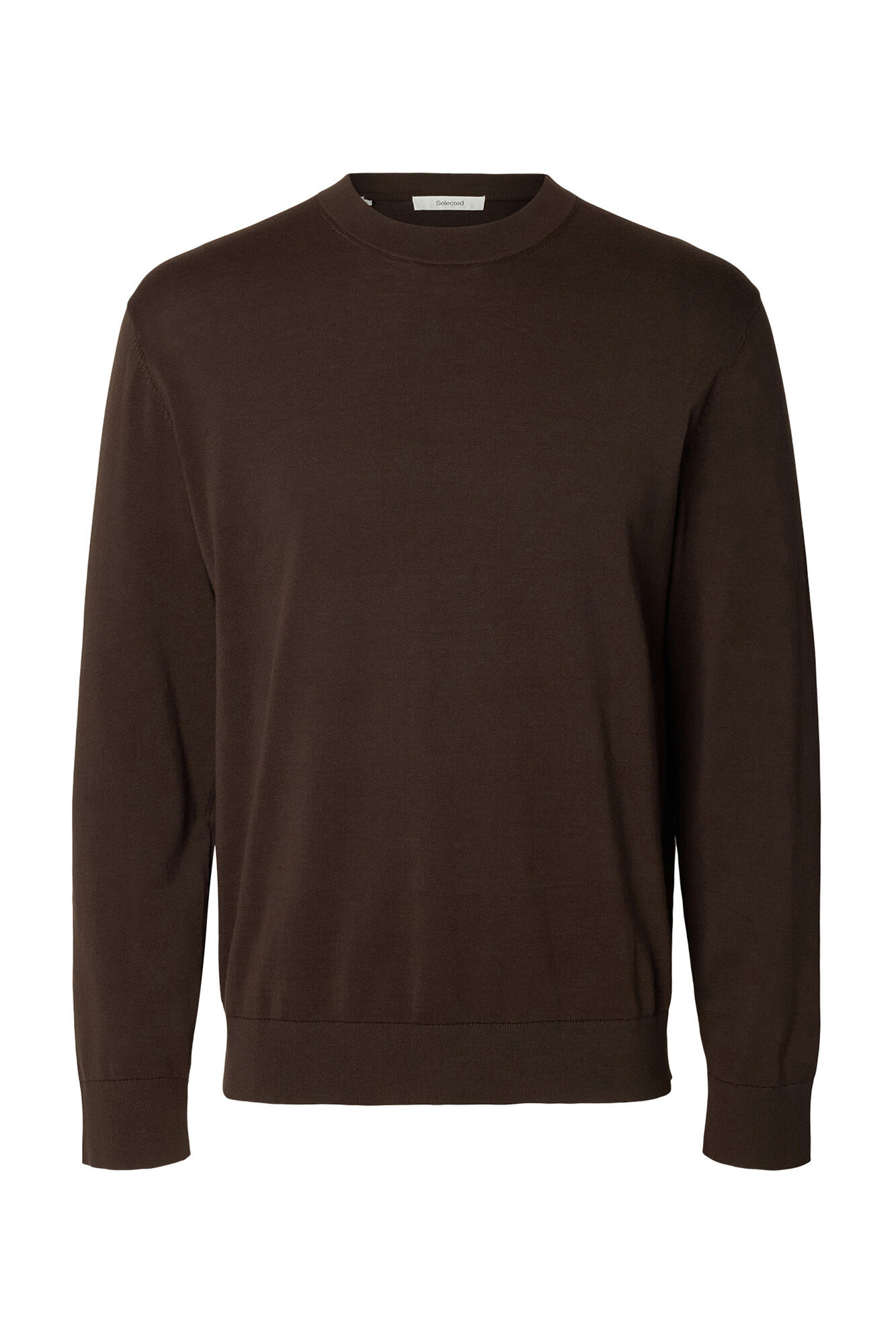 Selected Camisola leve 100% algod&atilde;o org&acirc;nico Castanho