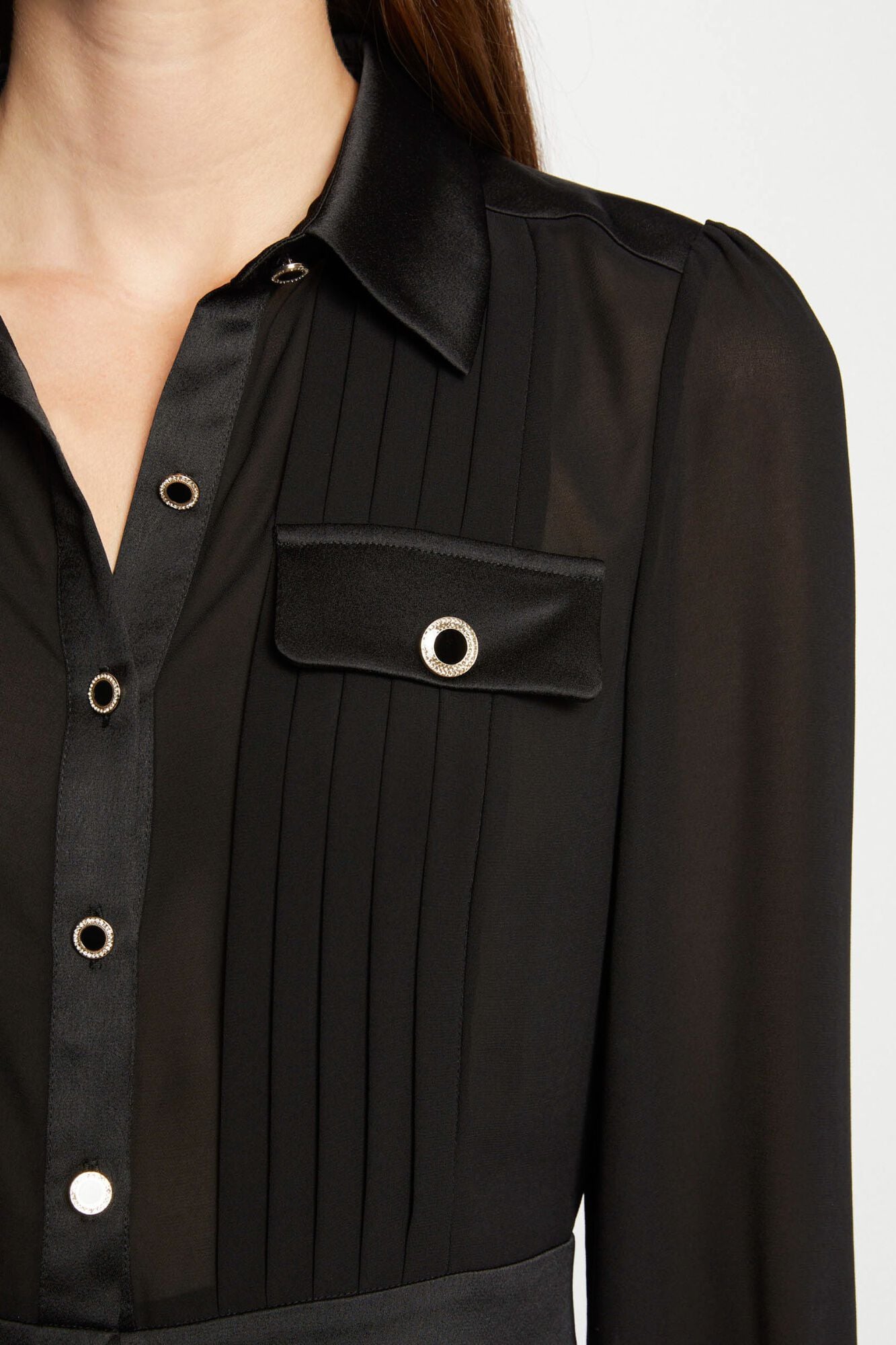 Morgan Camisa de manga comprida com pregas Preto