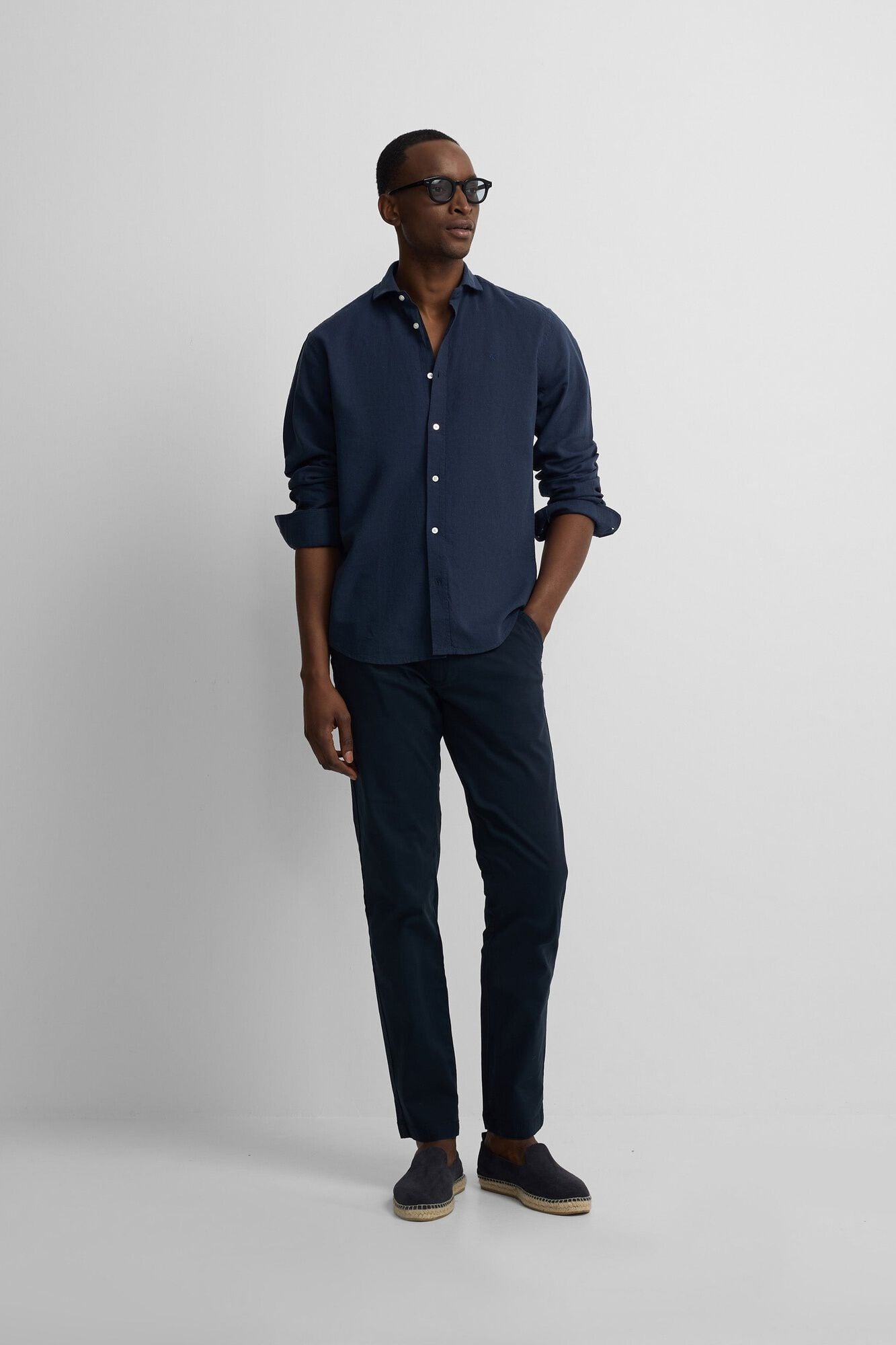 Silbon Camisa sport em linho Azul