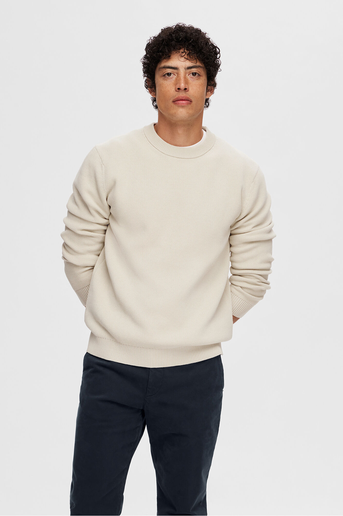 Selected Camisola em estrutura 100% algod&atilde;o org&acirc;nico Tostado