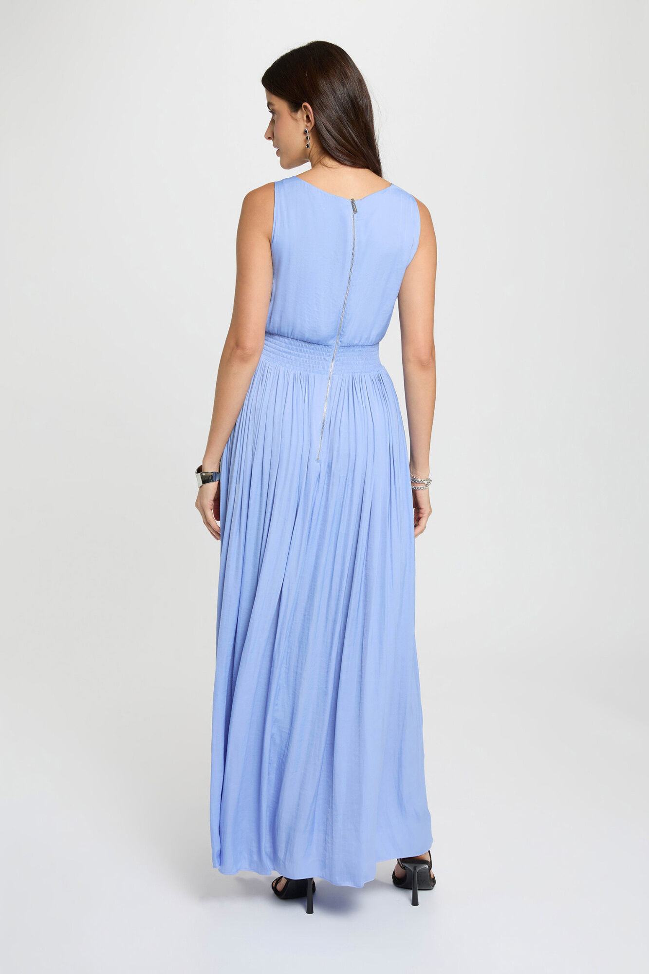 Morgan Vestido comprido com decote em V Azul