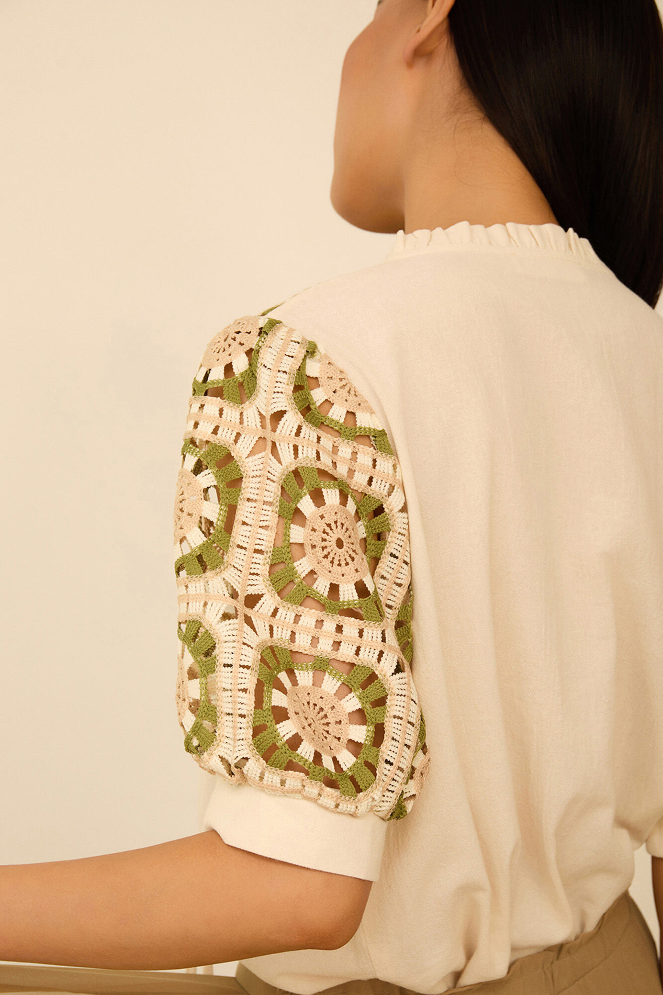 Meisie Blusa com crochet Branco