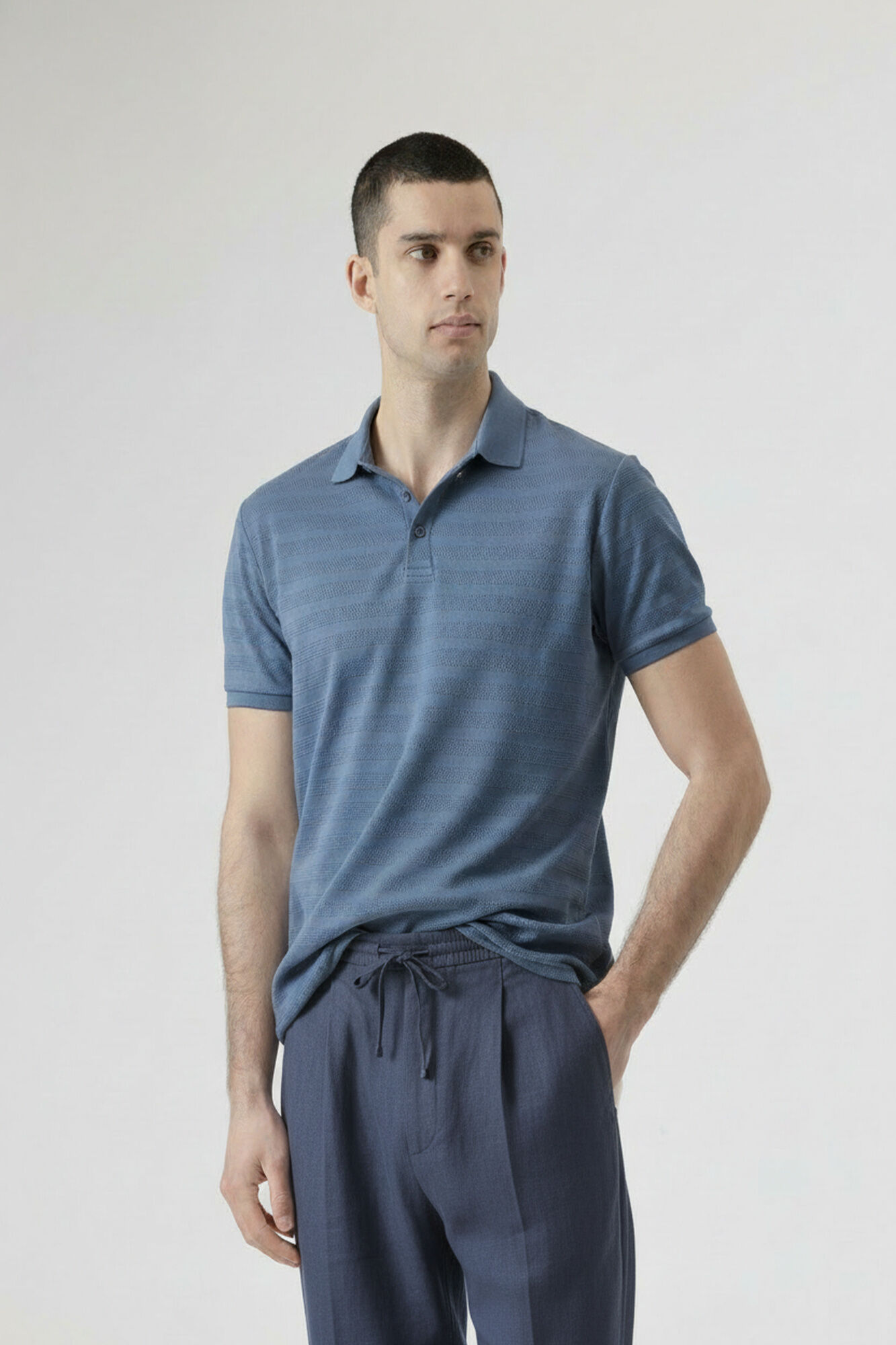 PuroEGO Lichen cotton dobby polo shirt