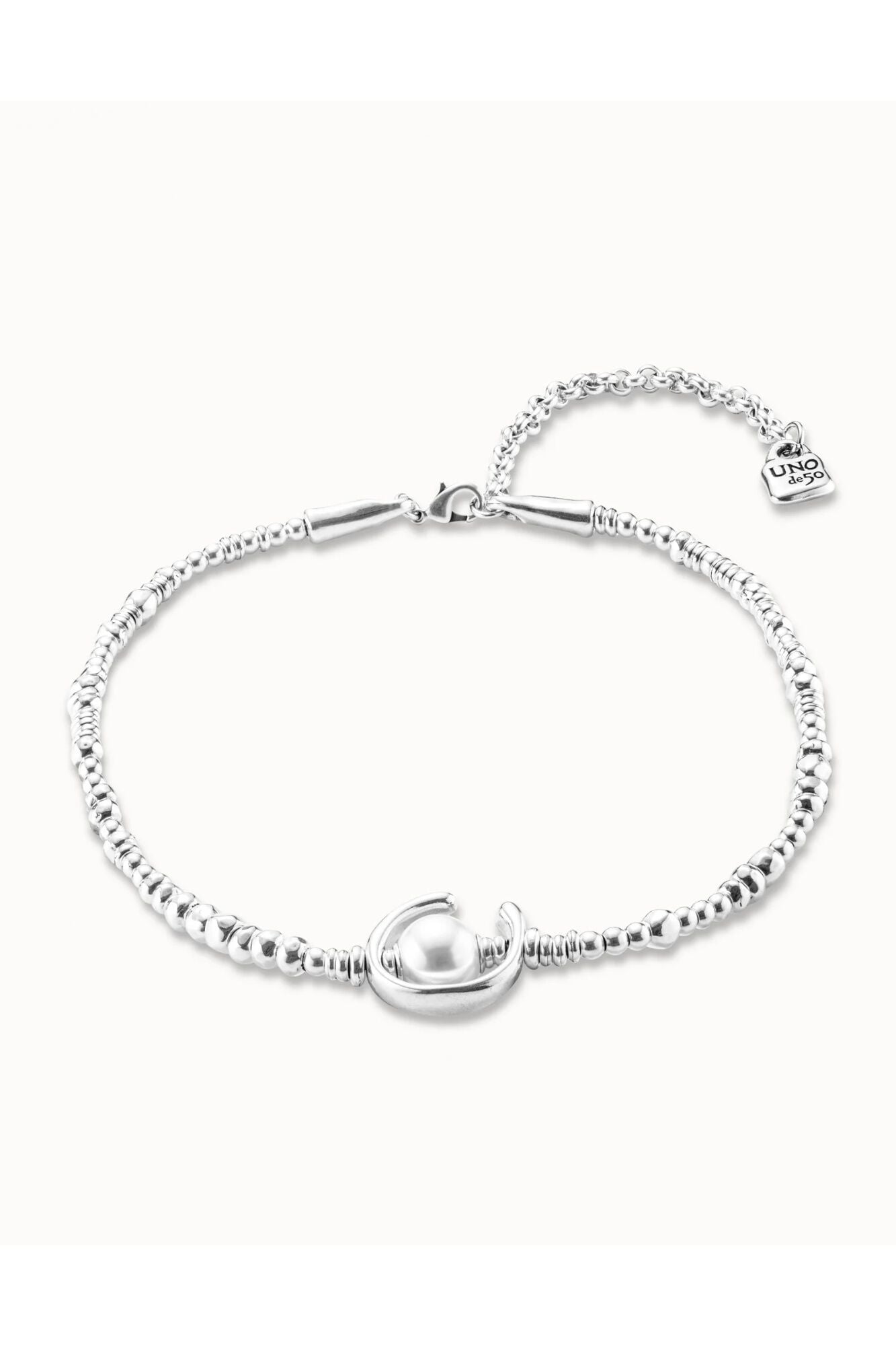 UNOde50 Collar perla con ba&ntilde;o de plata