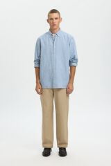 Selected Camisa em mistura de linho Azul
