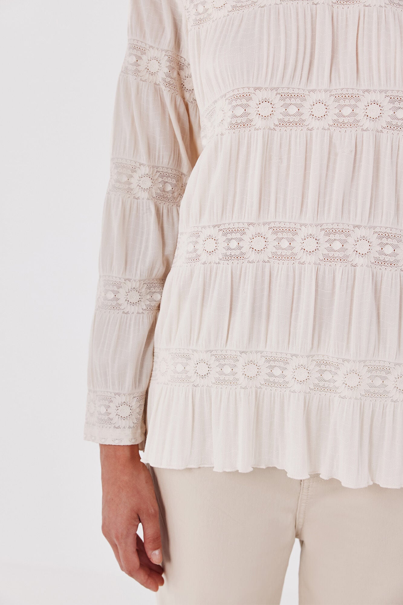 Cortefiel T-shirt fluida floral Ecru