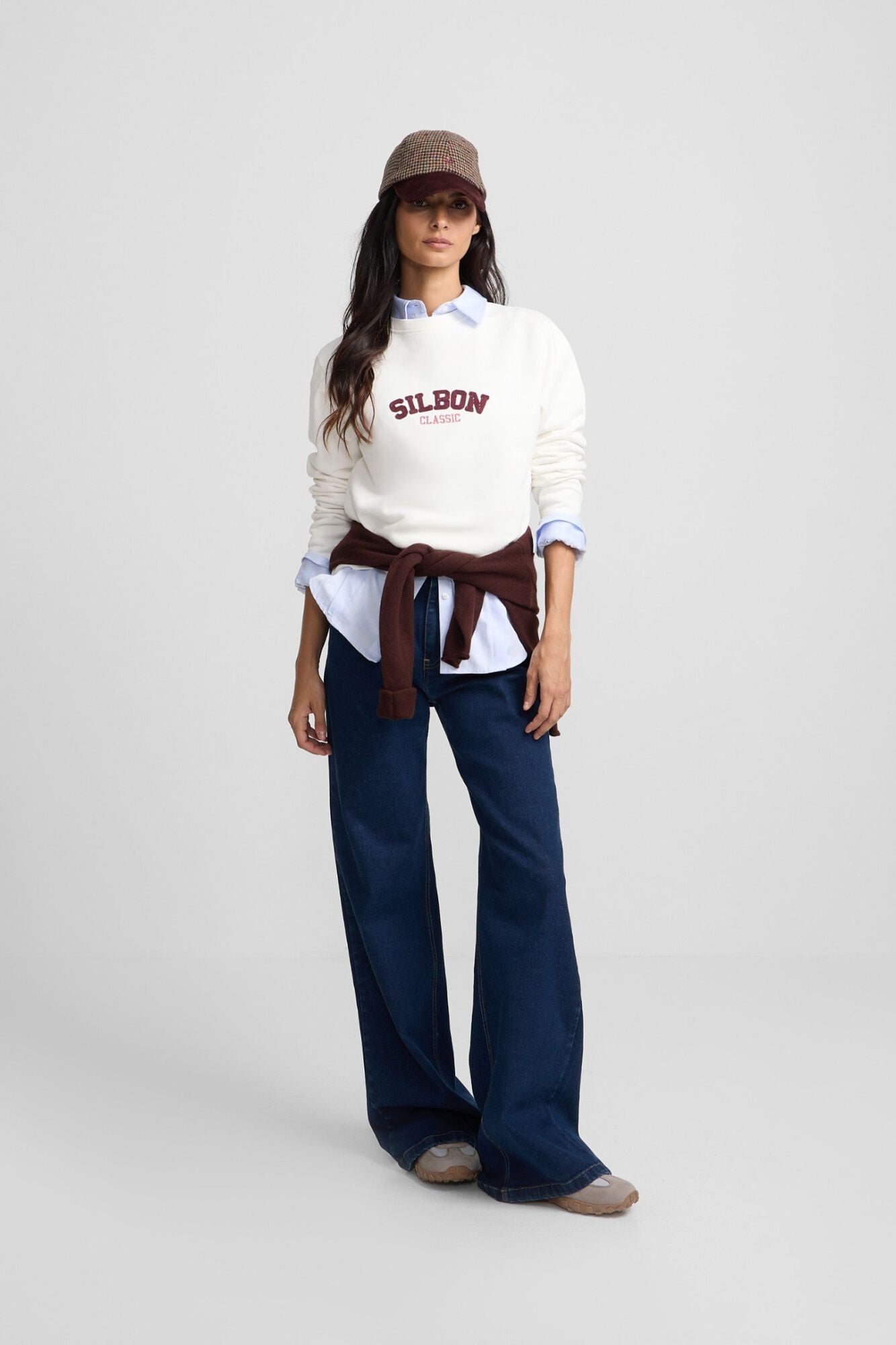 Silbon Sweatshirt mulher Silbon cl&aacute;ssica Ecru