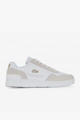 Lacoste T&eacute;nis masculinos de couro com clipe em T Branco