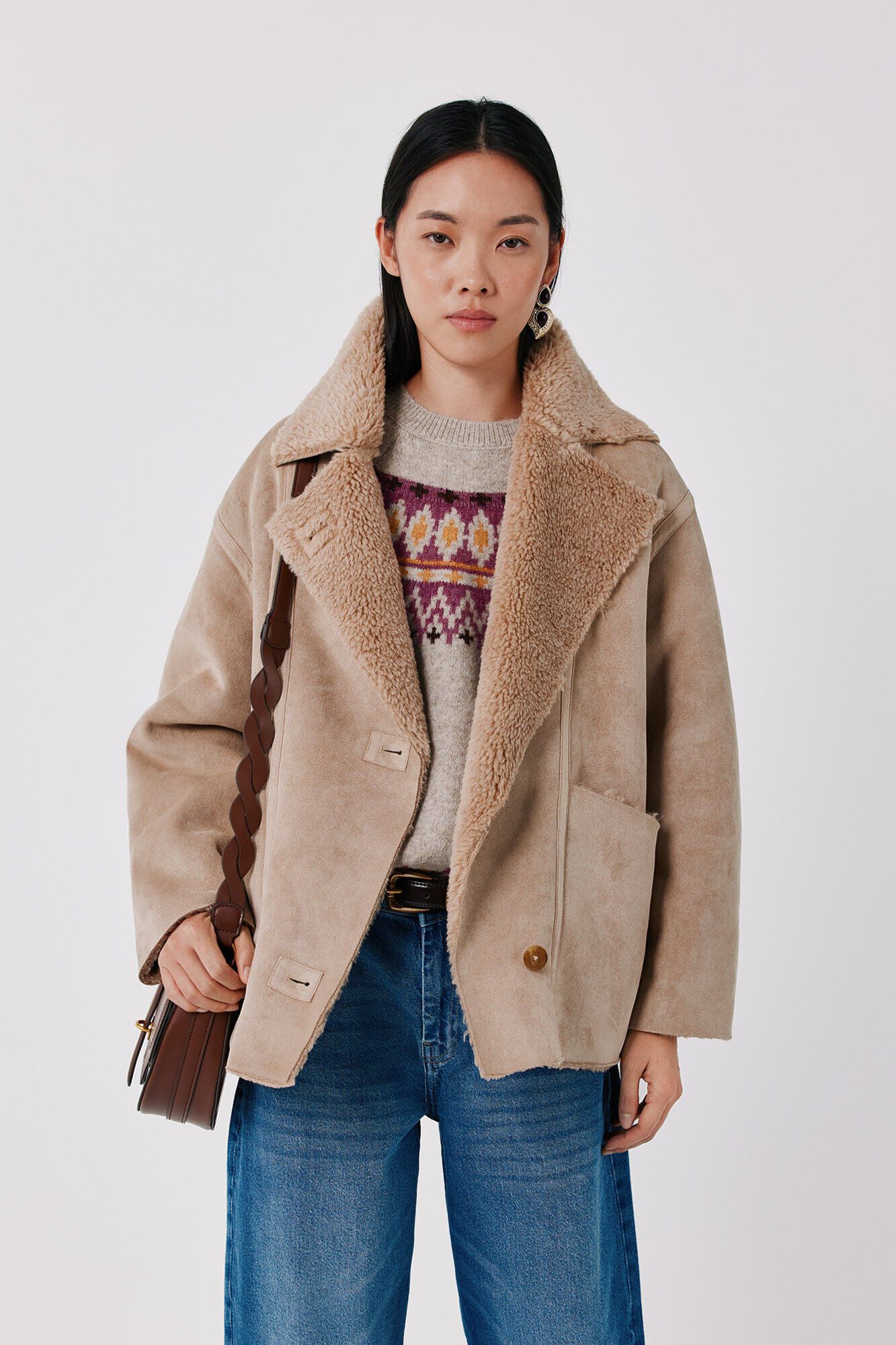 Cortefiel Double-faced jacket Dark brown