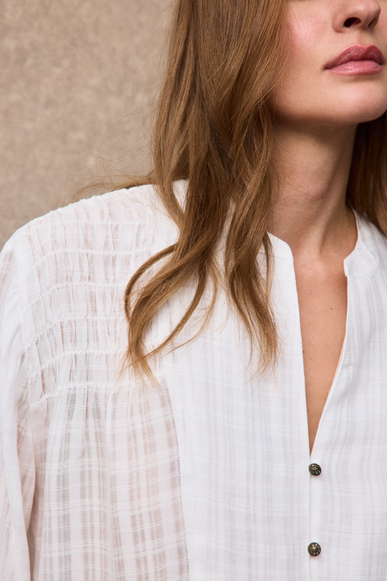 Slowlove Puffed gathered blouse Ivory