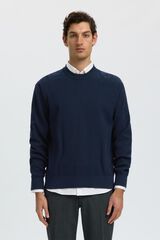 Selected Camisola em algod&atilde;o org&acirc;nico Azul
