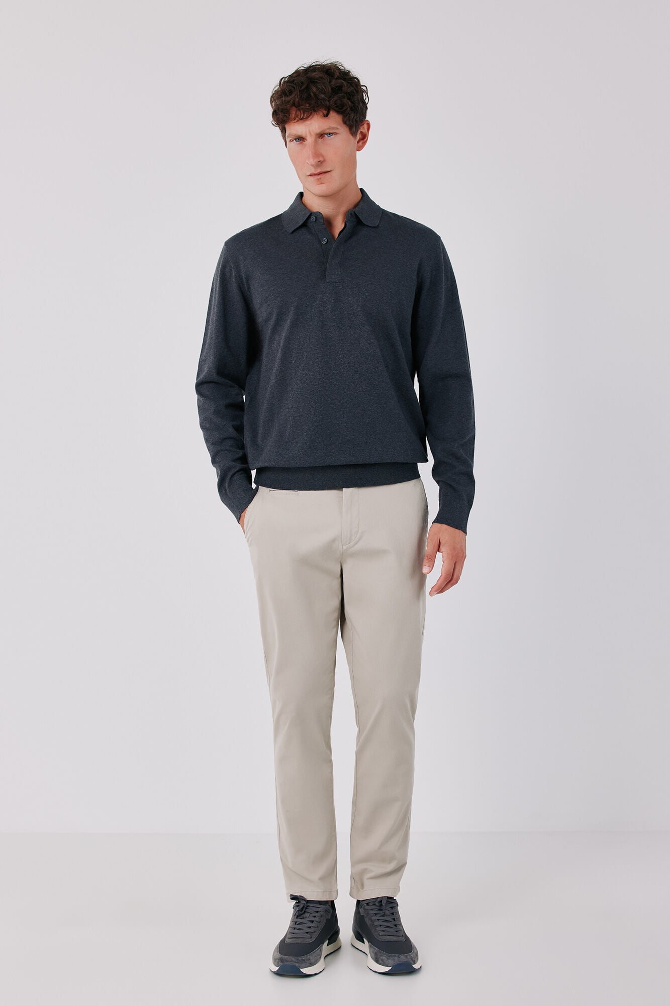 Cortefiel Basic fine knit polo neck jumper