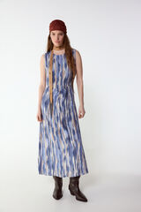 Slowlove Vestido estampado com franzido Azul